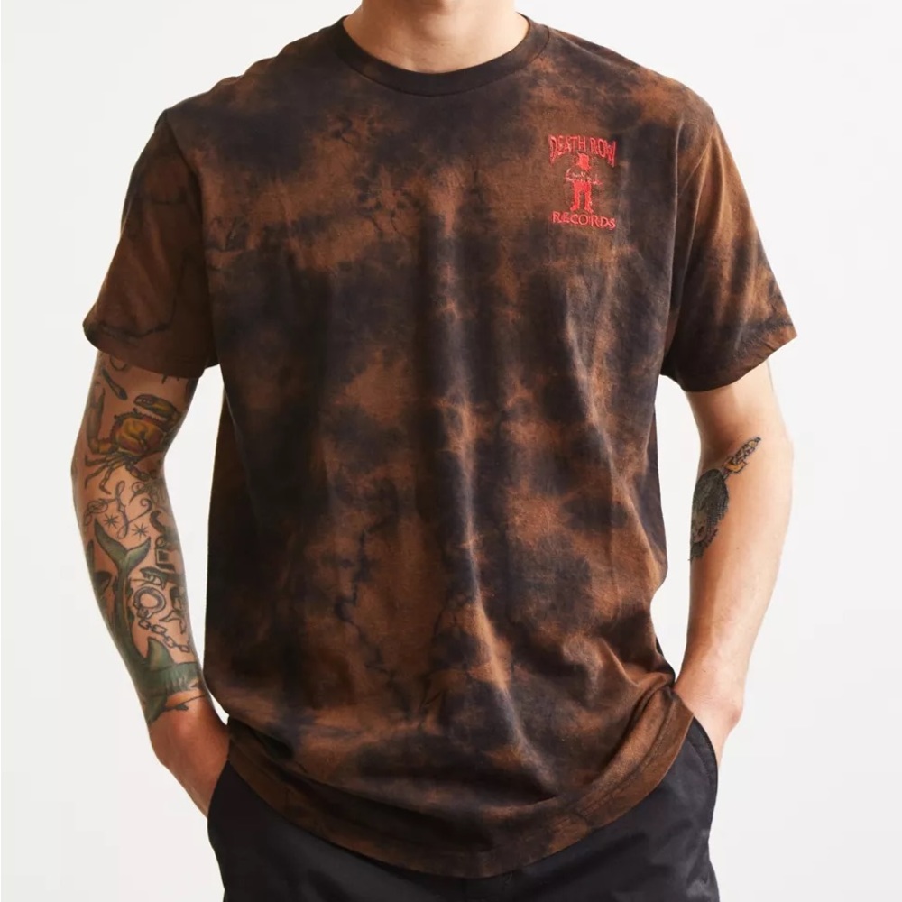 Urban Outfitters Death Row Records Embroidered Black Bleached Tee Shirt XL
